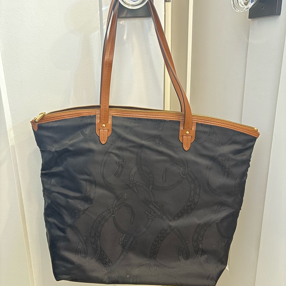 Black and tan Ralph Lauren shoulder tote - Picture 9 of 9
